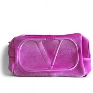 Valentino Pink Velvet Makeup Organizer Pouch